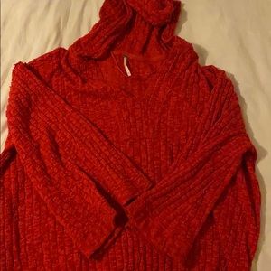 Red Free People Sweater Hoodie